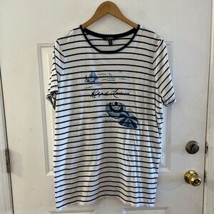 Lauren Ralph Lauren Woman's Plus-Size Nautical Stripe Summer Tee Shirt Sz 2x